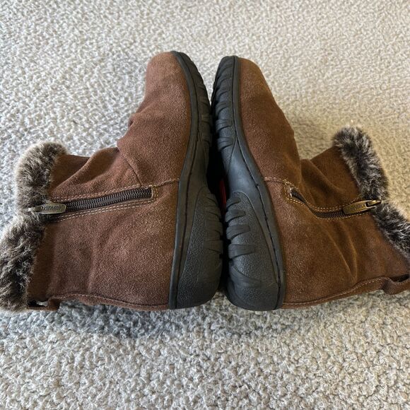 Khombu Lisa Ankle Booties Boots Womens 6M Brown Leather Faux Fur Side Zip - Picture 7 of 10